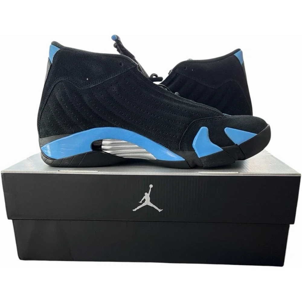 Air Jordan 14 Retro Black/University Blue (Style 48741-007) Size 11 1/2